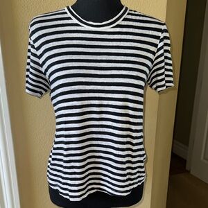 A.L.C. Black & White Striped Top With Lace Up Back Details
